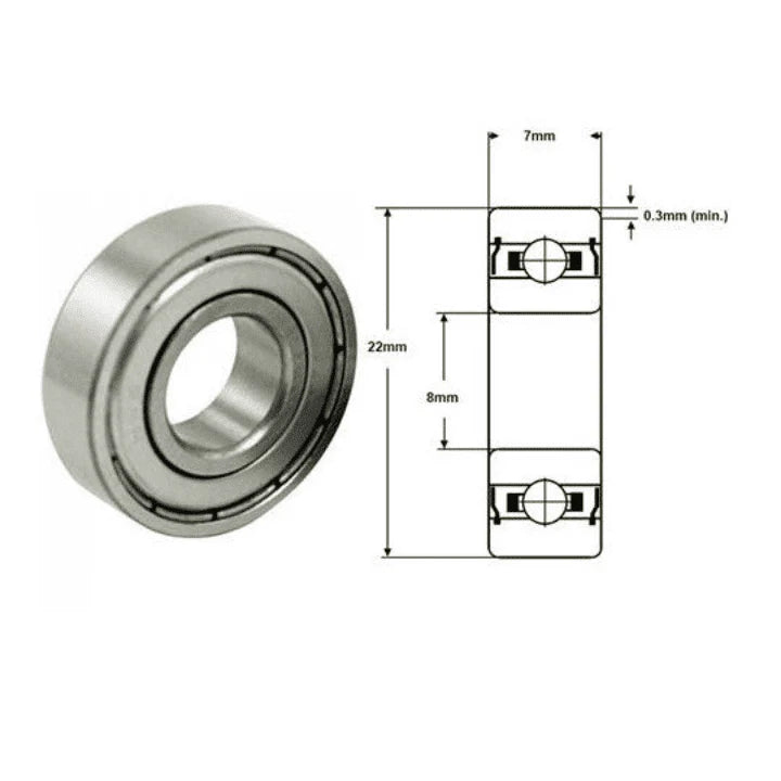608ZZ Radial Ball Bearing | Double Shielded Steel Bearing for 3D Printer, CNC & DIY Projects
