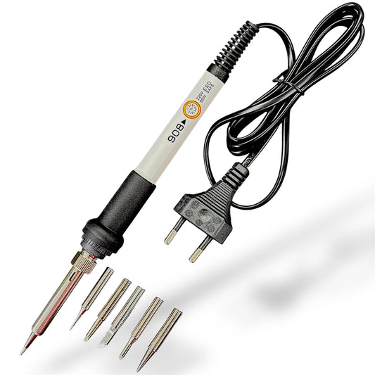 Professional 60W Adjustable Temperature Soldering Iron Kit (908) with 5 Replaceable Tips – for PCB Repair, Micro Soldering, ESD Safe Solder Iron, DIY Electronics & Arduino Projects