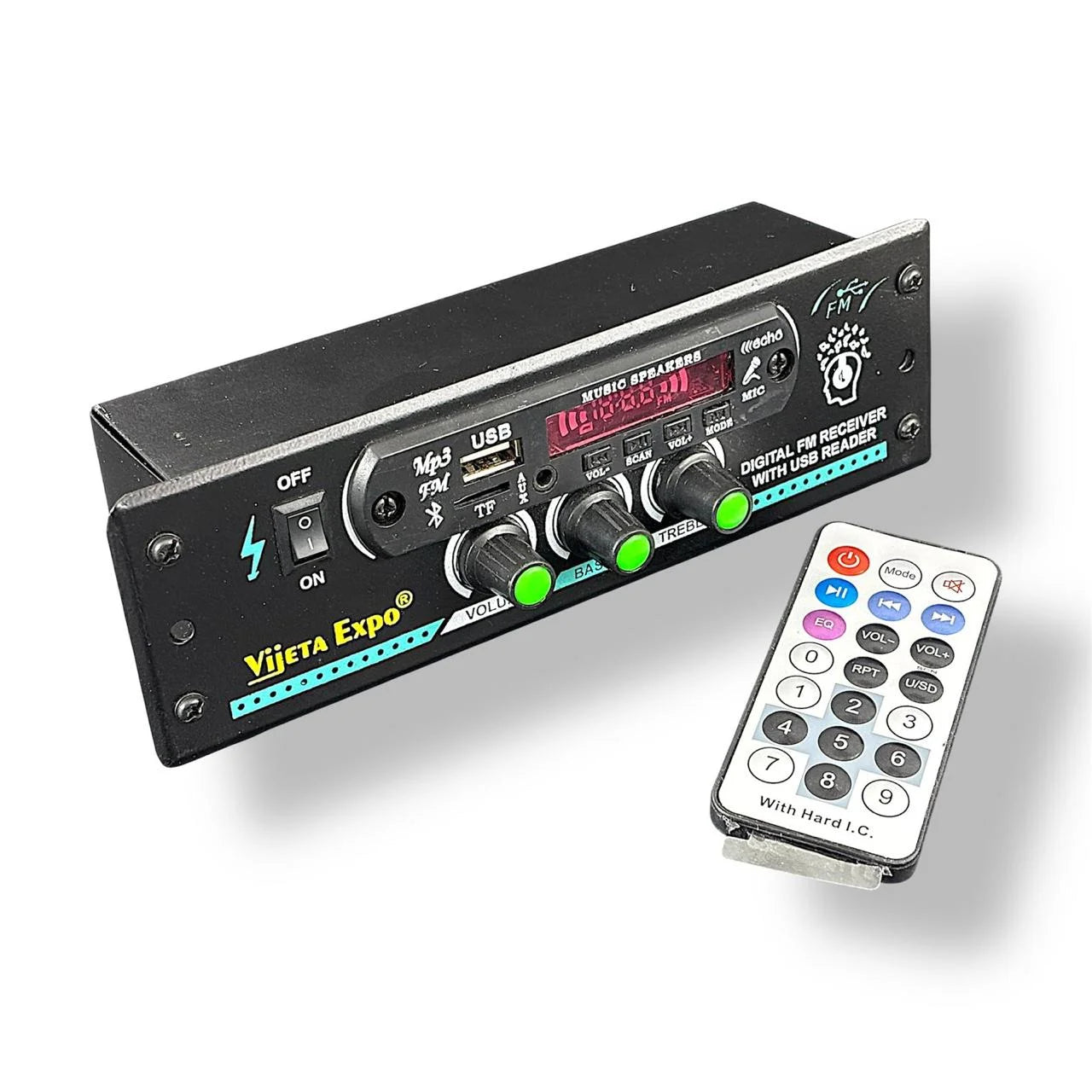 Amplifier Multimedia Player with Bluetooth, AUX and FM Radio | Portable Music System for Car, Auto Rikshaw & Home