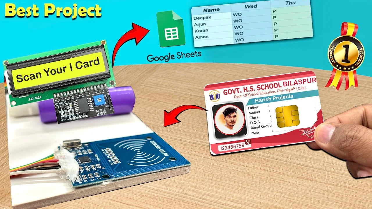 I Card Scan Attendance System - for School & Office | IOT Based & Simple Science Project Kit