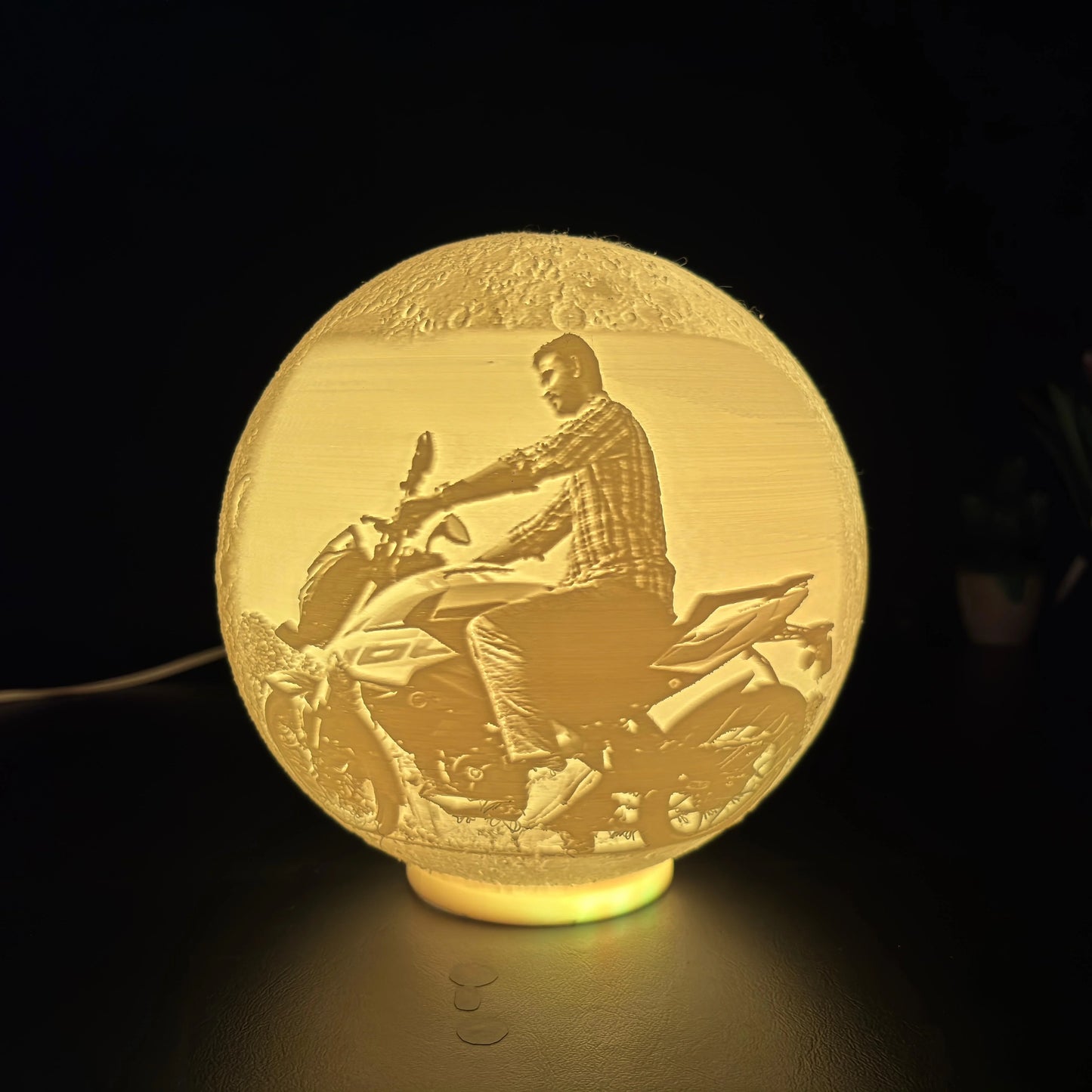 Lithophane Moon Light Lamp – Custom 3D Print | Multicolor LED Night Lamp Gift | 3D Photo Moon Light