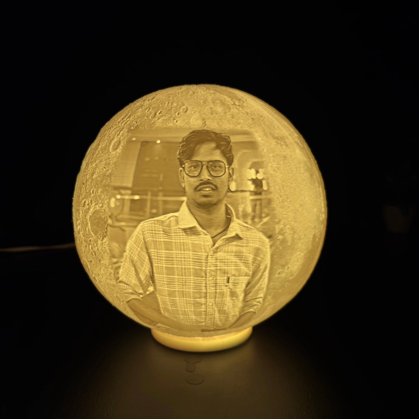 Lithophane Moon Light Lamp – Custom 3D Print | Multicolor LED Night Lamp Gift | 3D Photo Moon Light