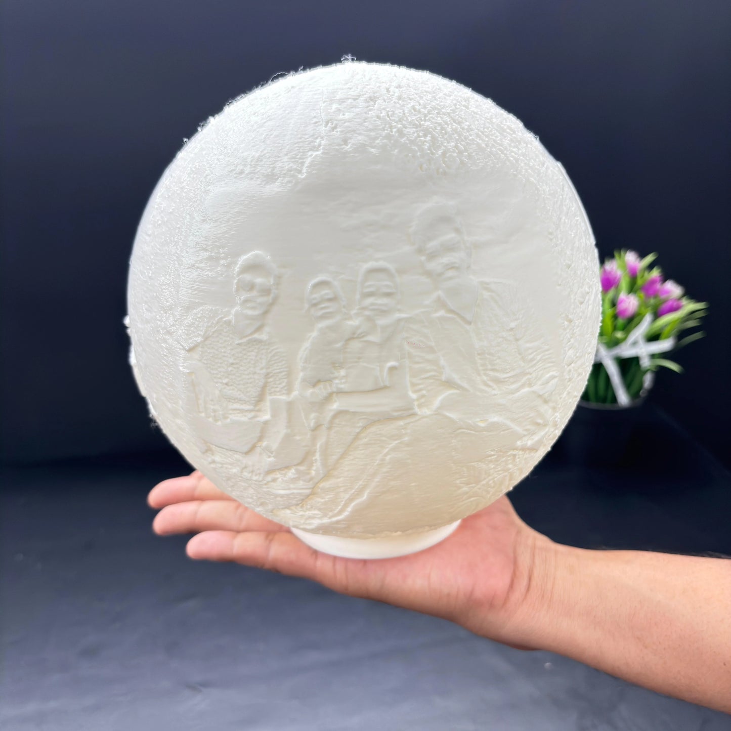 Lithophane Moon Light Lamp – Custom 3D Print | Multicolor LED Night Lamp Gift | 3D Photo Moon Light