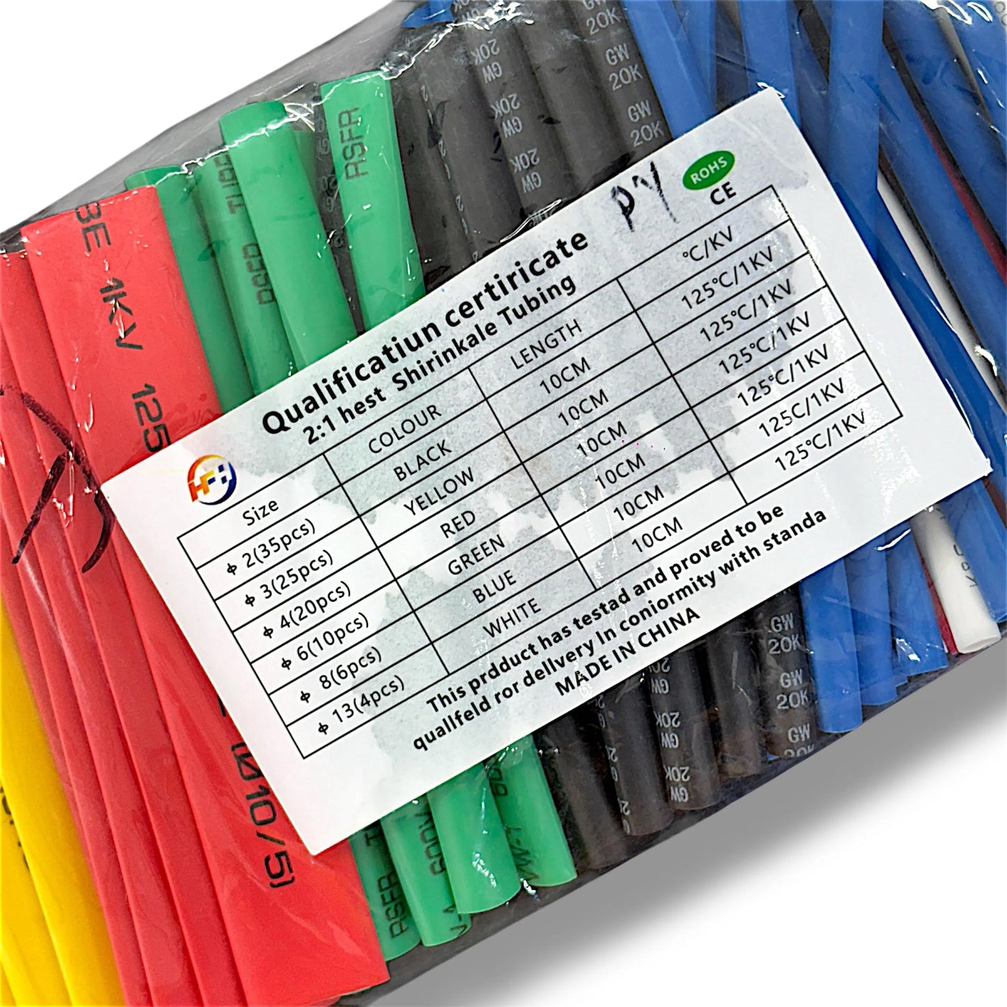 Heat Shrink Tube Pack of 100 Multicolor for Wire Insulation Thickness 1mm to 12mm Length 10cm