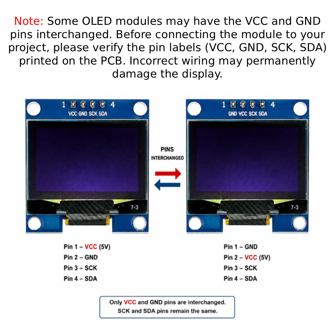 1.3 Inch OLED Display 128x64 Blue | 4 Pin I2C OLED Module for Arduino, ESP32 & DIY Electronics