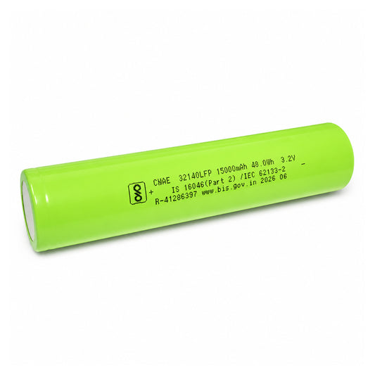 15Ah (15000mAh) 3.2V 48Wh 32140 LiFePo4 Battery | Rechargeable Lithium Iron Phosphate Battery Cell for Solar, EV & DIY Projects
