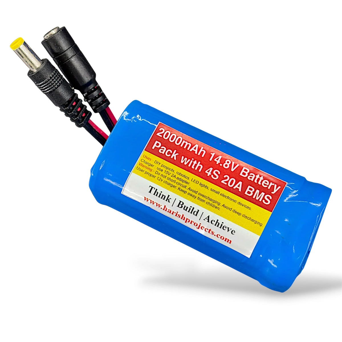 20A 4S BMS 2000mAh 14.8V Battery Pack Rechargeable Battery | Hongli Lithium Battery with DC Male & Female Socket for Robotics & DIY Projects