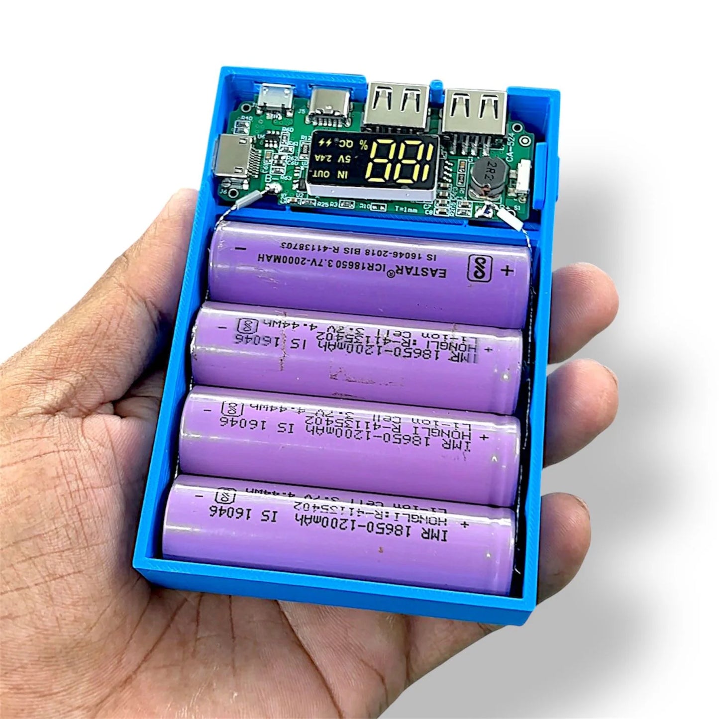 3D Printed Case (Body Only) for 18650 Power Bank Charger Board | Dual USB, Type-C, Micro USB & Lightning Compatible