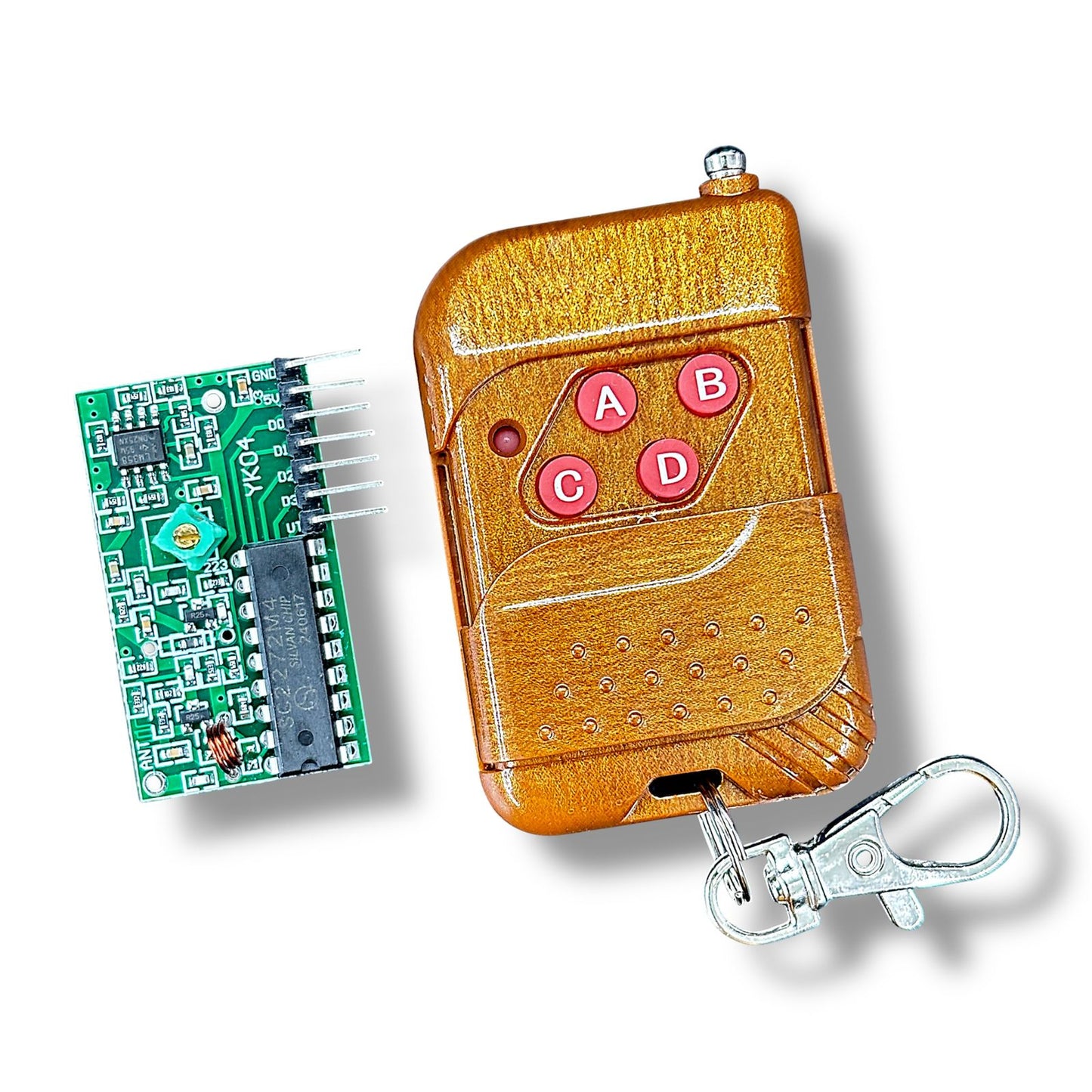 4-Channel RF Remote Control Transceiver Module 433MHz Wireless 4-Button Remote (Non-Locking Mode) for DIY Electronics, Arduino, Home Automation