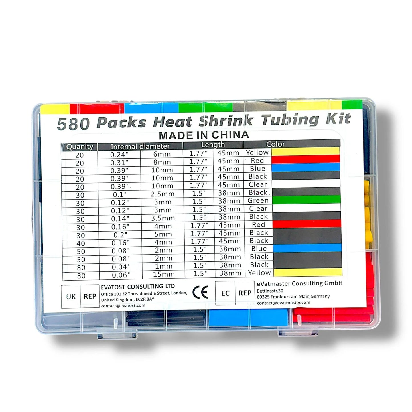 580 Pcs Heat Shrink Tubing Kit | Assorted Sizes & Colors Insulation Shrink Sleeve Set for Electrical & DIY Projects