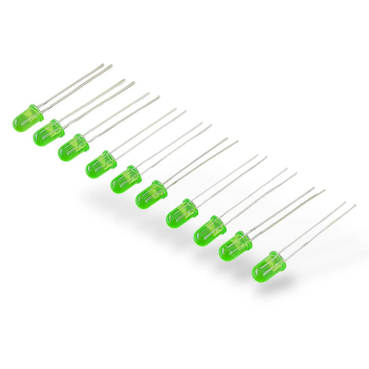 5mm Green LED Pack of 10 | Soft Glow Green Light Emitting Diode for Arduino & DIY Electronics