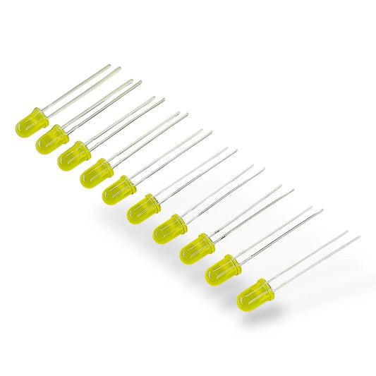 5mm Yellow LED Pack of 10 | Soft Glow Yellow Light Emitting Diode for Arduino & DIY Electronics