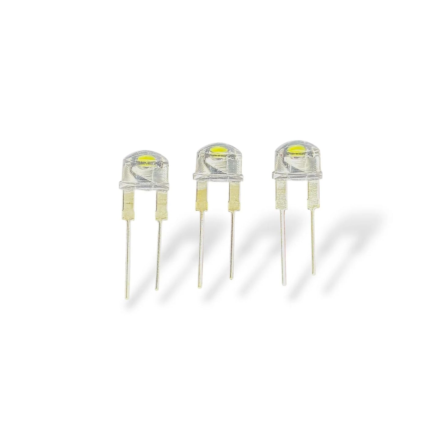 8mm White LED Light Pack of 3 | Ultra Bright 20mA LED Lamp for DIY Electronics, Arduino, Indicators & Projects
