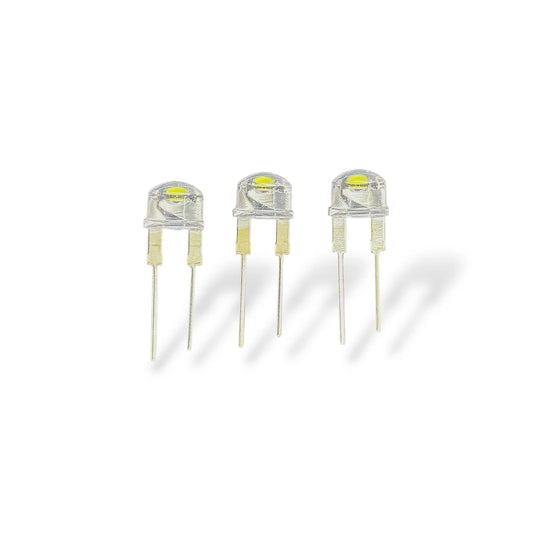 8mm White LED Light Pack of 3 | Ultra Bright 20mA LED Lamp for DIY Electronics, Arduino, Indicators & Projects