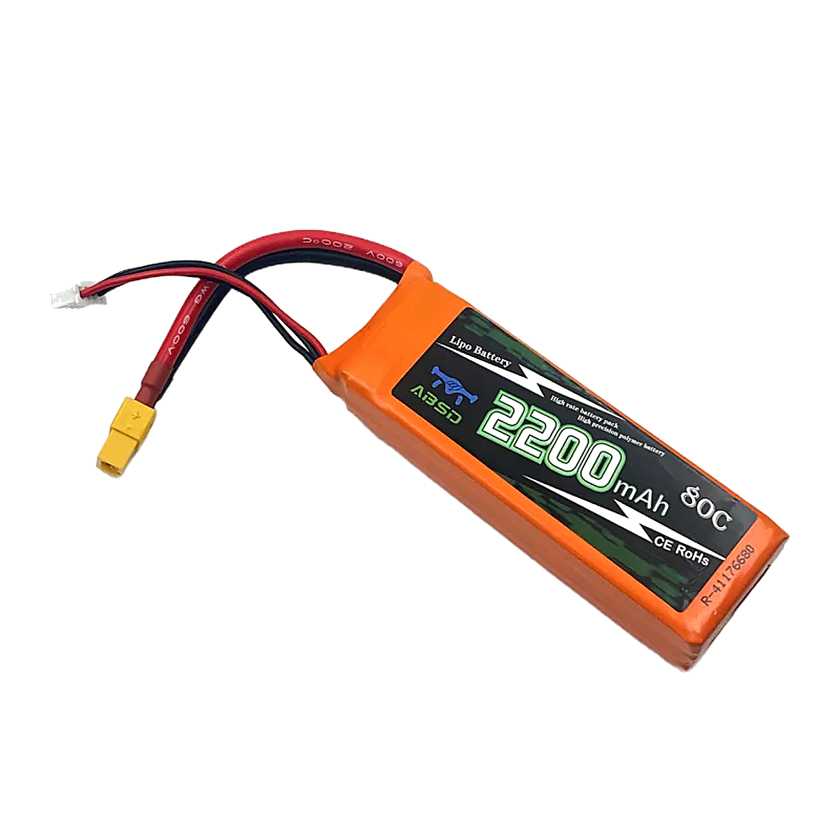 ABSD 2200mAh 3S 11.1V 80C Li-Po Battery | High Discharge Rechargeable Battery for RC Drones, Quadcopters, RC Airplanes & DIY Projects