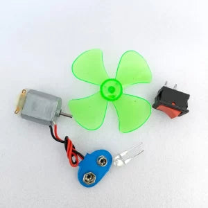 Air Fan Kit | 5V DC Motor | Button | Fan (Propeller) | Clip | LED