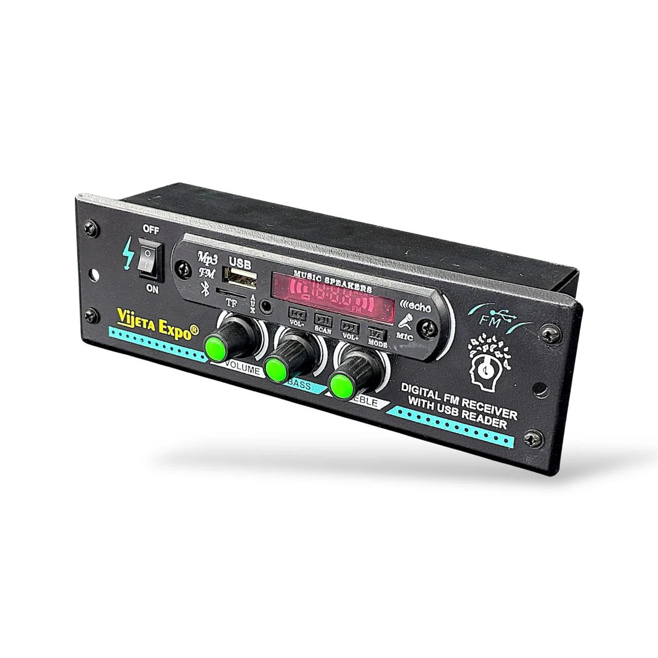 Amplifier Multimedia Player with Bluetooth, AUX and FM Radio | Portable Music System for Car, Auto Rikshaw & Home
