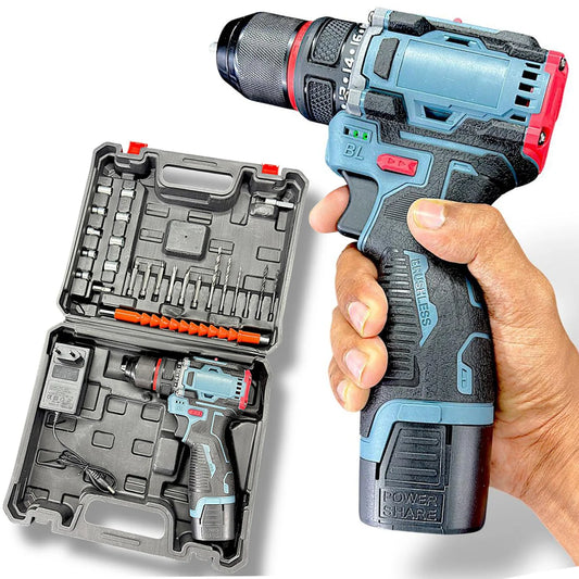 Brushless Drill Machine 16.8V with 4S Li-ion Battery Drill Mode and Screwdriver Mode | Cordless Electric Screwdriver & Power Drill for Home and Professional Use