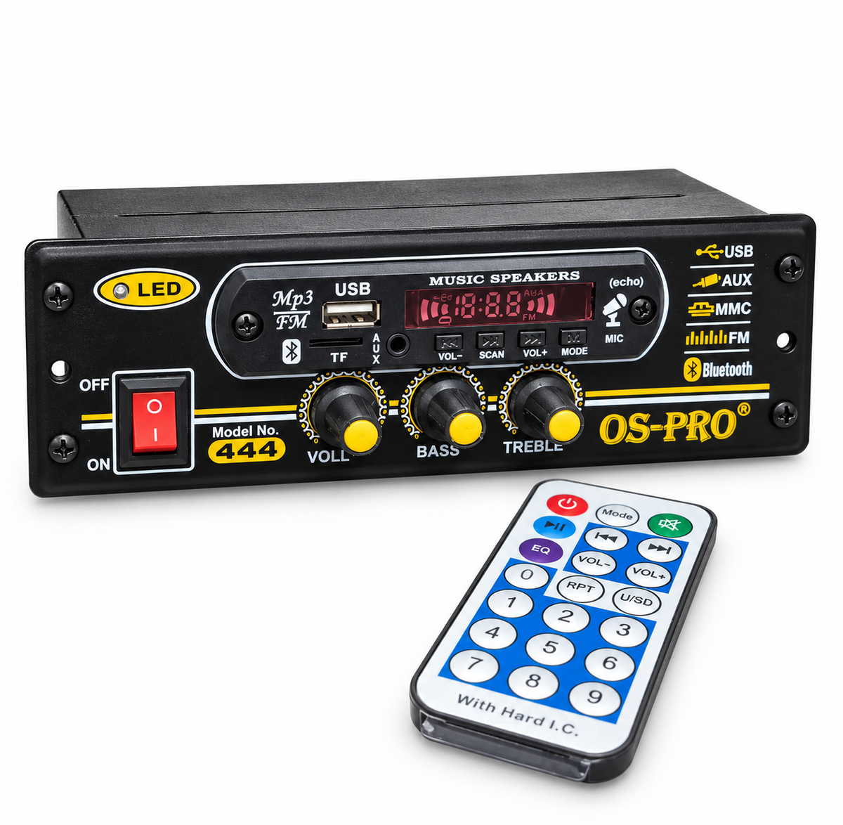Car Patti Amplifier Multimedia Player with Bluetooth, AUX and FM Radio 12V DC | Portable Music System for Car, Auto Rikshaw & Home