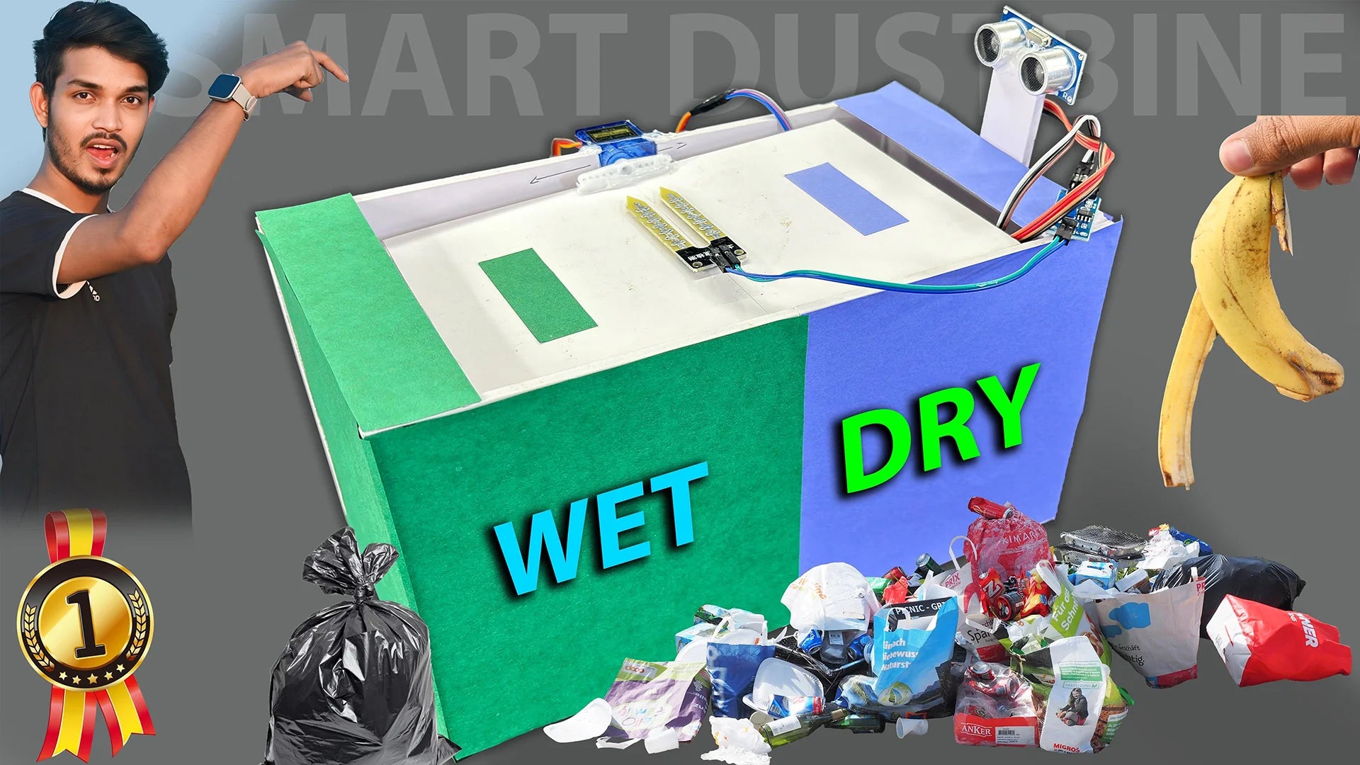 Dry & Wet Waste Segregation Smart Dustbin | Arduino Based Automatic Ga ...
