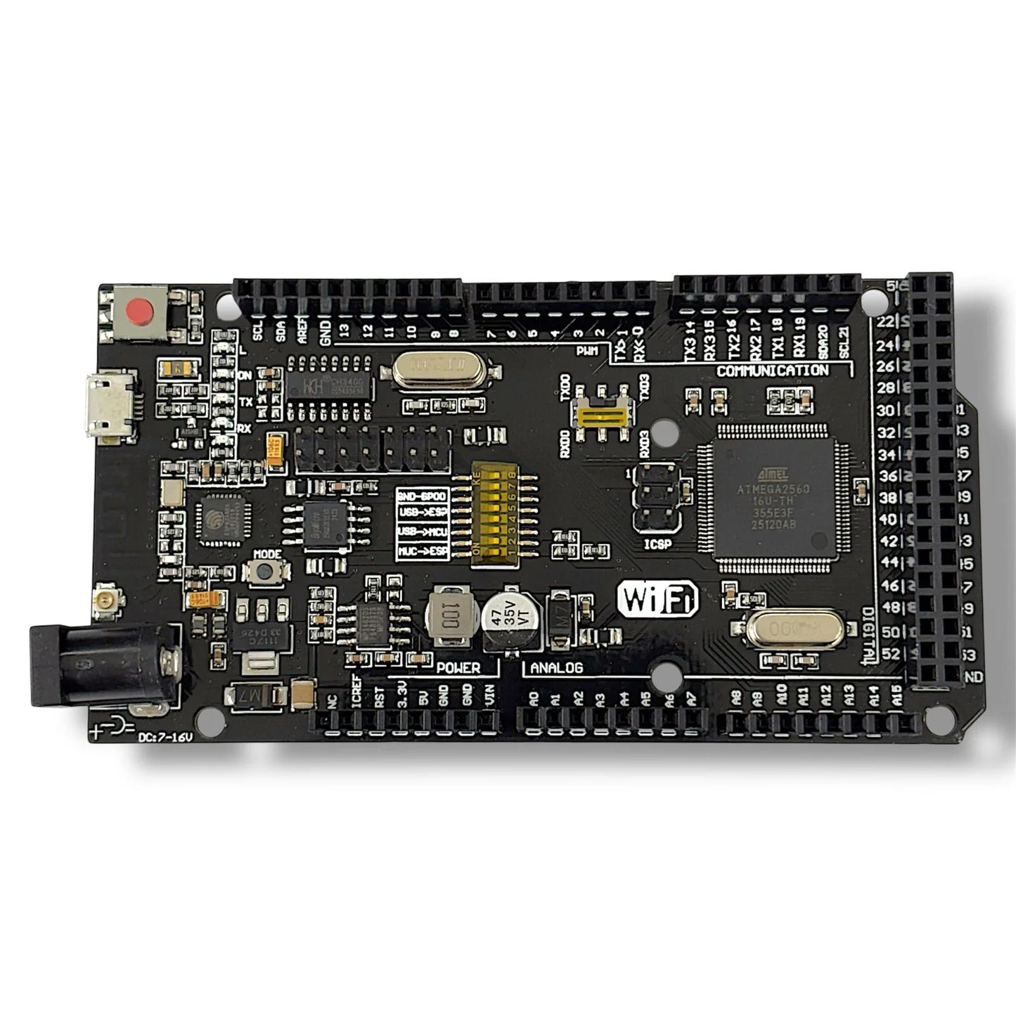 Mega + WiFi R3 ATmega2560 with ESP8266 NodeMCU | CH340G USB-TTL Compatible Development Board for Arduino Mega Projects