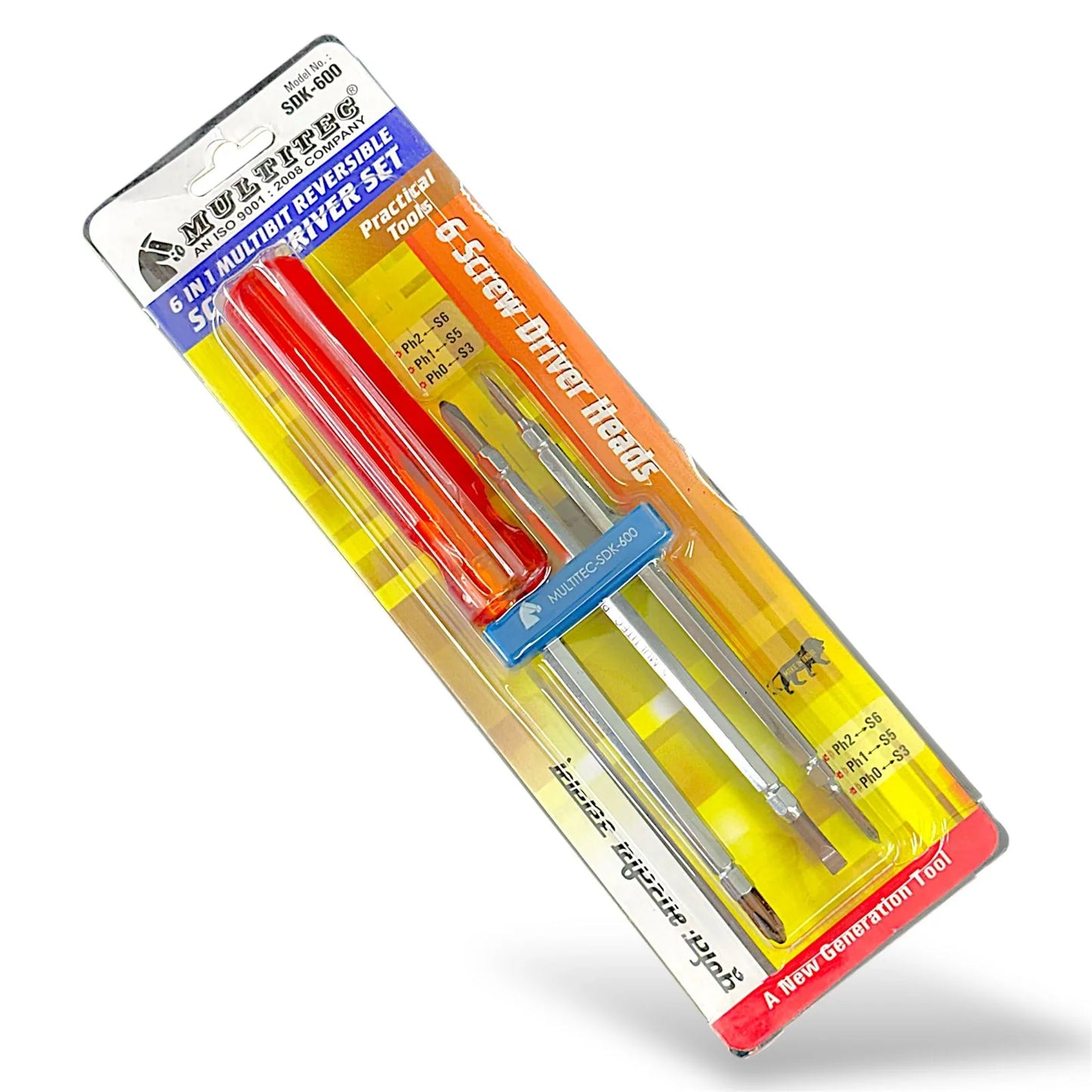 Multitec SDK-600 Screwdriver Set (Magnetic) 6 in 1 Multibit Reversible Set | Precision Multi-Bit Tool Kit for Electronics Repair, Mobile, Laptop & DIY Work