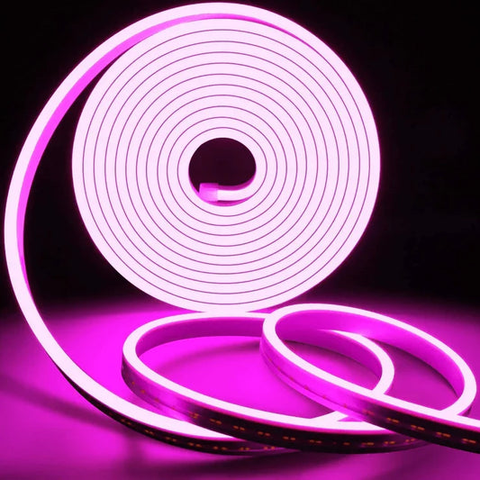 Pink 12V DC Neon LED Strip Light 5 Meter | Flexible Neon Rope Light for Decorative & Architectural Lighting