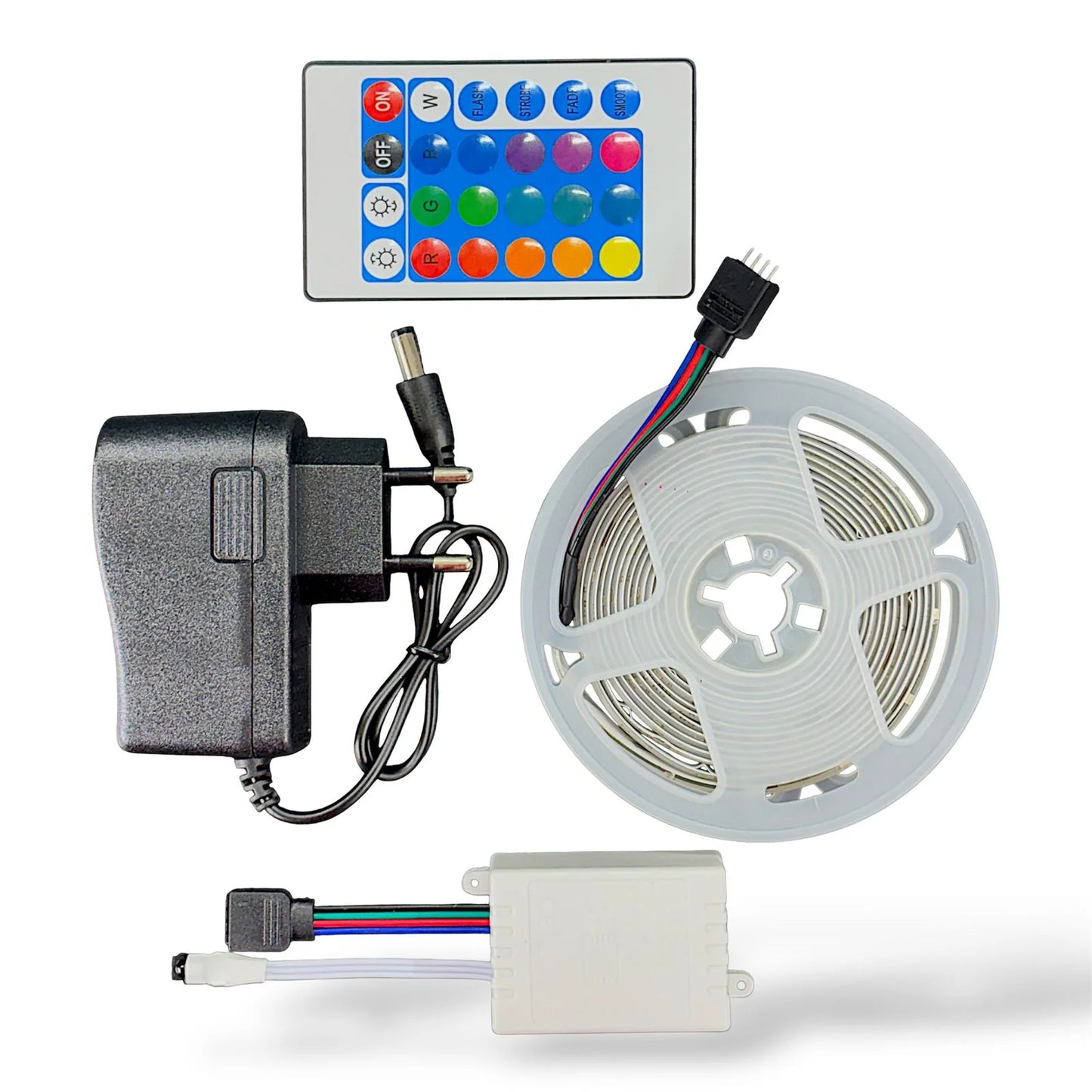 RGB Strip Light with Remote 12V DC | 2835 LED Crystal Epoxy Waterproof Strip 2.5M (54 LEDs/M)