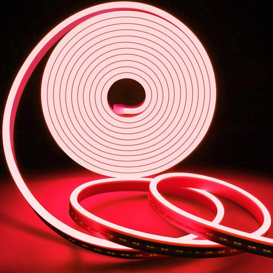 Red 12V DC Neon LED Strip Light 5 Meter | Flexible Neon Rope Light for Decorative & Architectural Lighting
