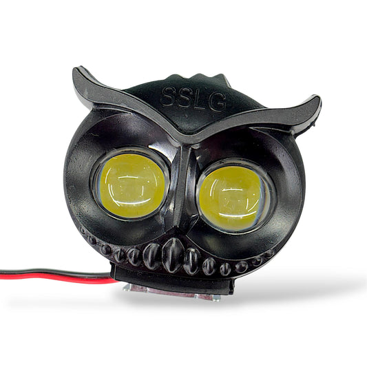 Ullu Shape LED Bike Light 12V 18W Dual Color (White and Yellow Light with Blink, Flasher & High Beam Effect) – Super Bright Waterproof Headlight for All Bikes & Scooters | Stylish Owl LED Light for Bike Modification