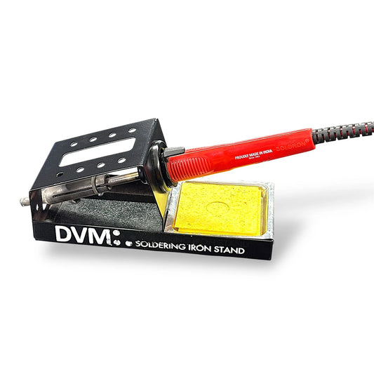 DVM Universal Metal Base Soldering Iron Stand Station with Holder & Sponge Cleaner | Heat-Resistant Soldering Stand (6 × 3 × 2.5 Inches)