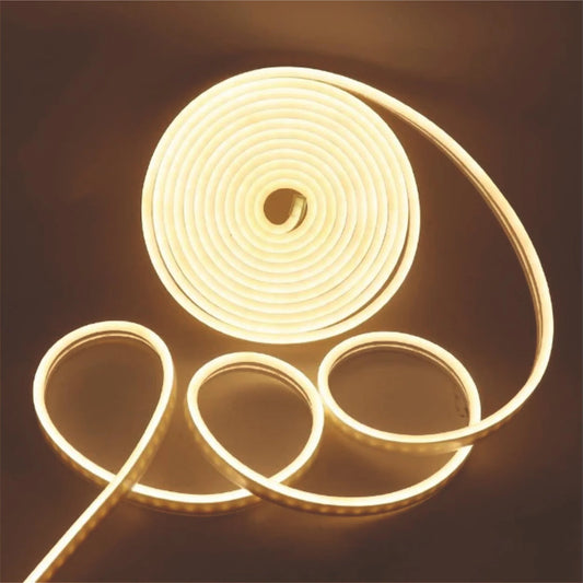 Warm White 12V DC Neon LED Strip Light 5 Meter | Flexible Neon Rope Light for Decorative & Architectural Lighting