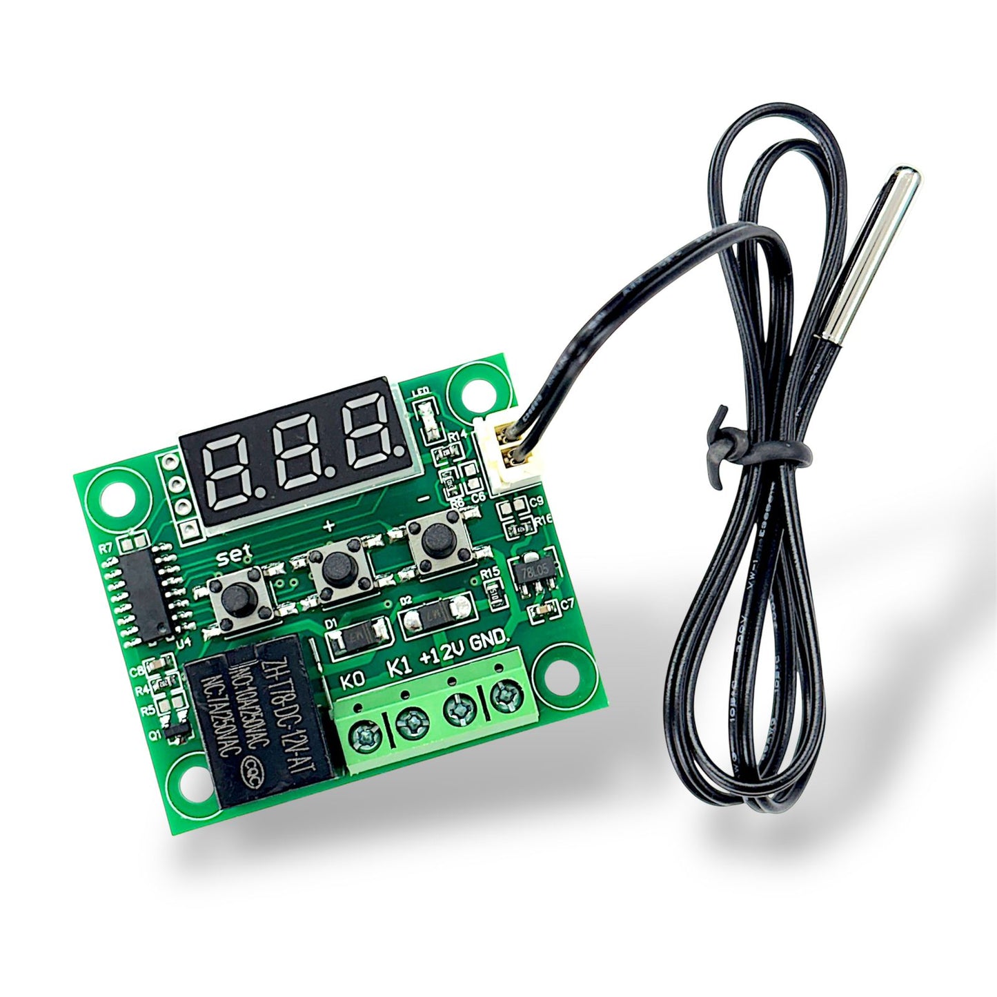 XH-W1209 12V Digital Temperature Controller Module with LED Display with NTC Sensor | Thermostat Control Switch for Cooling & Heating Systems
